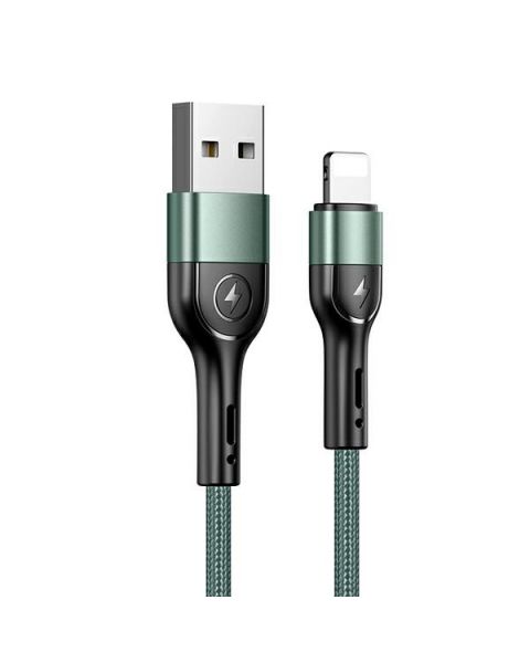 USAMS U55 Lightning Aluminium Alloy Braided Cable 2A 1M/ green