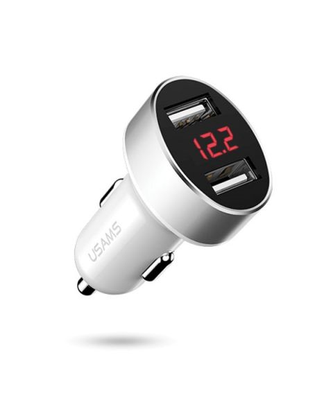 USAMS Dual USB 2.1A with Digital Display Charger/ White