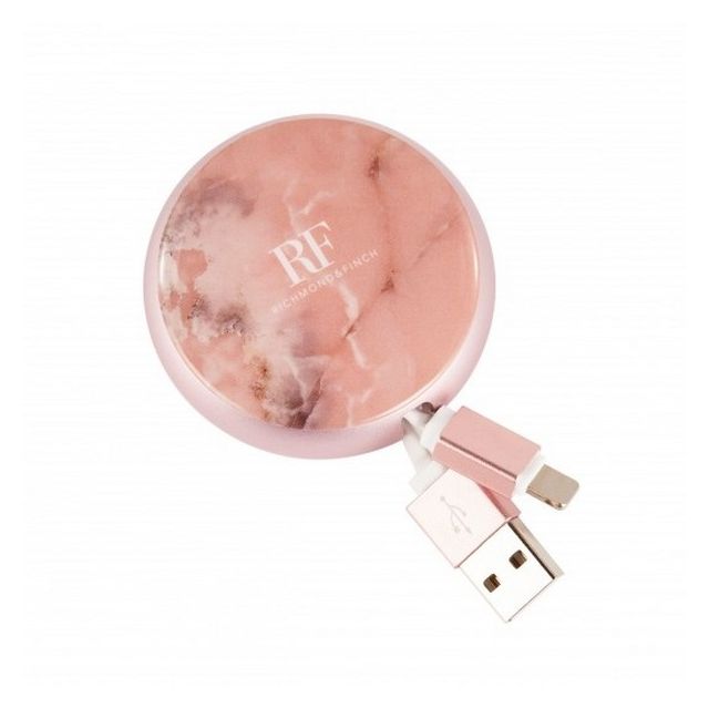 Richmond & Finch USB-C Cable Winder Marble design/ pink